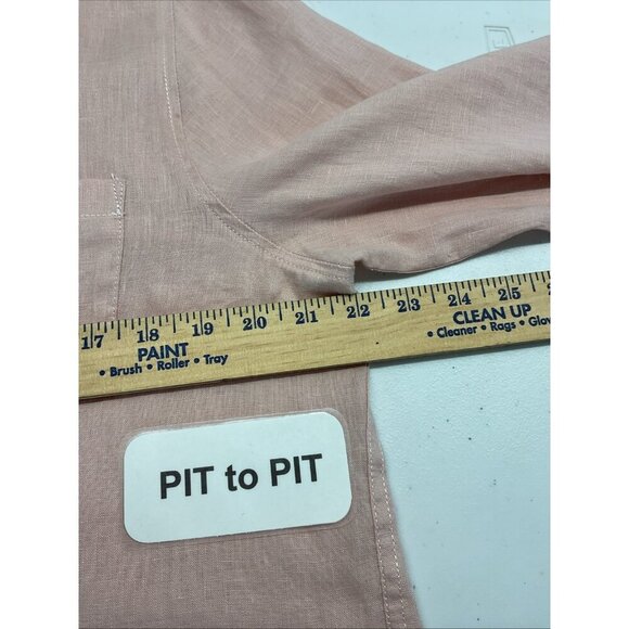 Garnet Hill Womens 100% Linen Long Sleeve Button Up Shirt Pink 16 Preppy - Picture 8 of 12